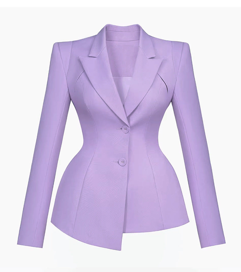 Elegant Purple Dress Suit for Women - Formal Business Outfit with Pearl Belt