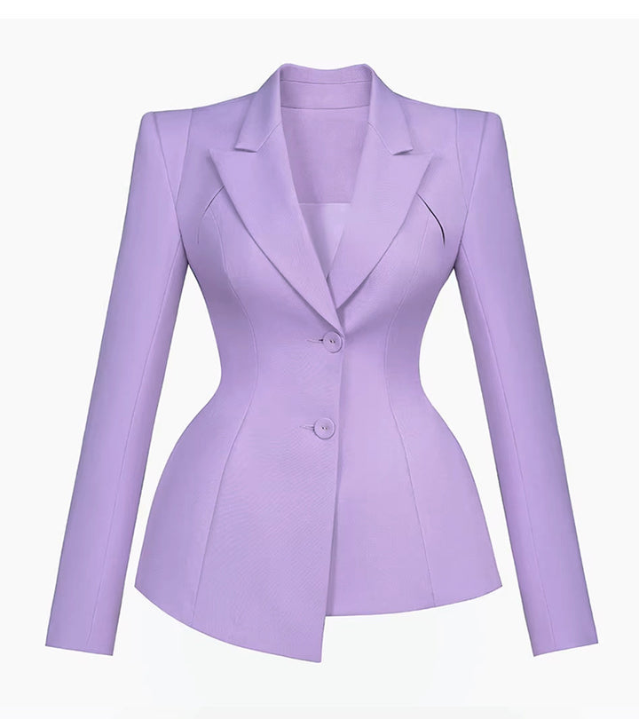 Elegant Purple Dress Suit for Women - Formal Business Outfit with Pearl Belt