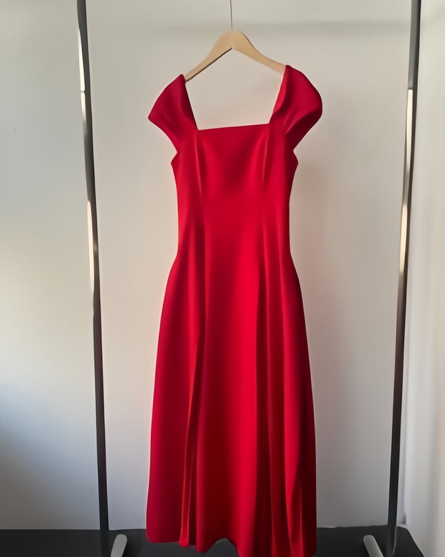 Cinched Crepe Pleated Dress - apricot
