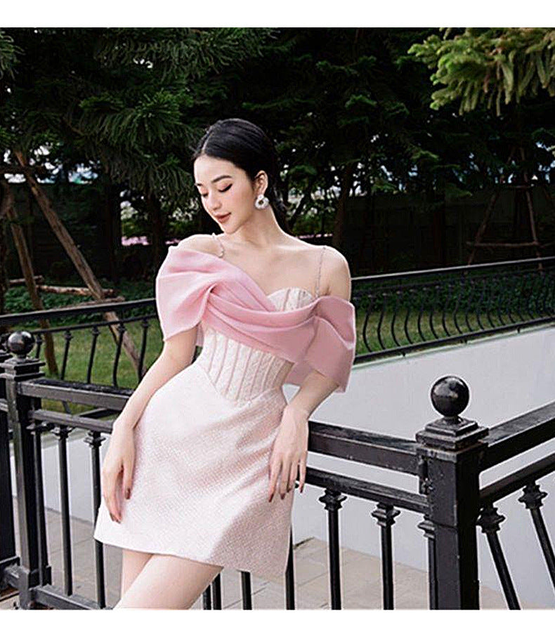 Elegant Pink Sleeveless Bandage Dress for Summer Evenings