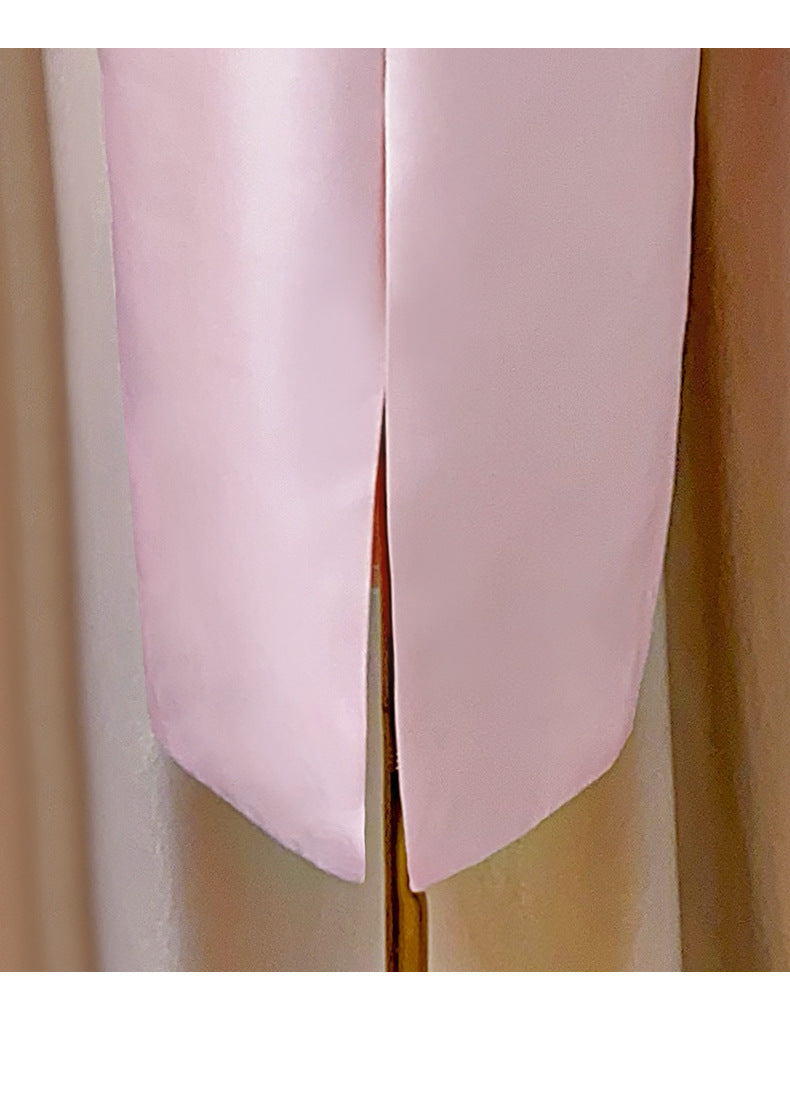 Pink 3D Floral Strapless Dress | Elegant Evening Party Gown