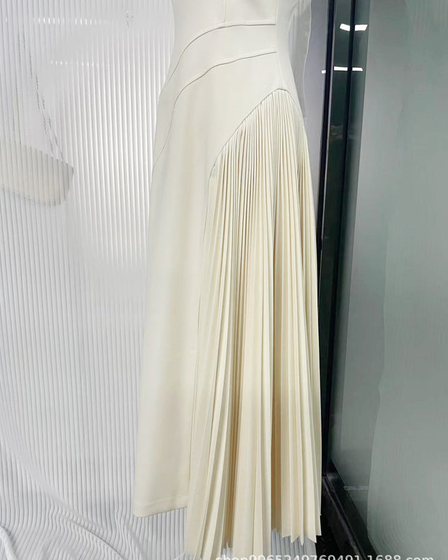 Chic Ruffled Longline Dress - Ivory