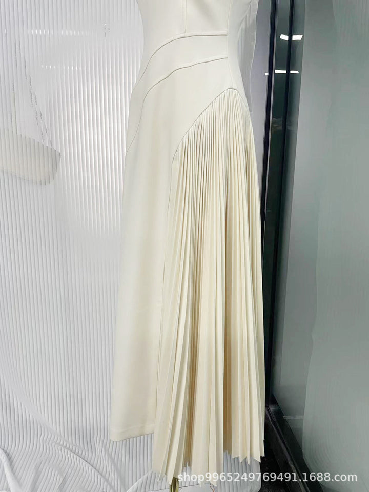Chic Ruffled Longline Dress - Ivory