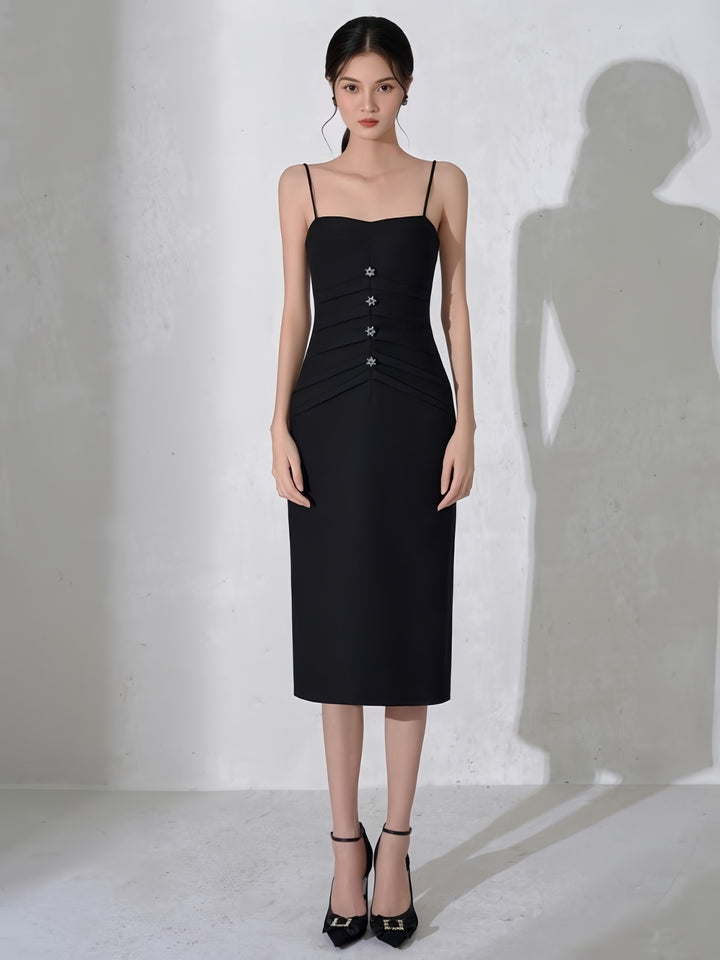 Black and White Classic Asymmetric Neckline Dress