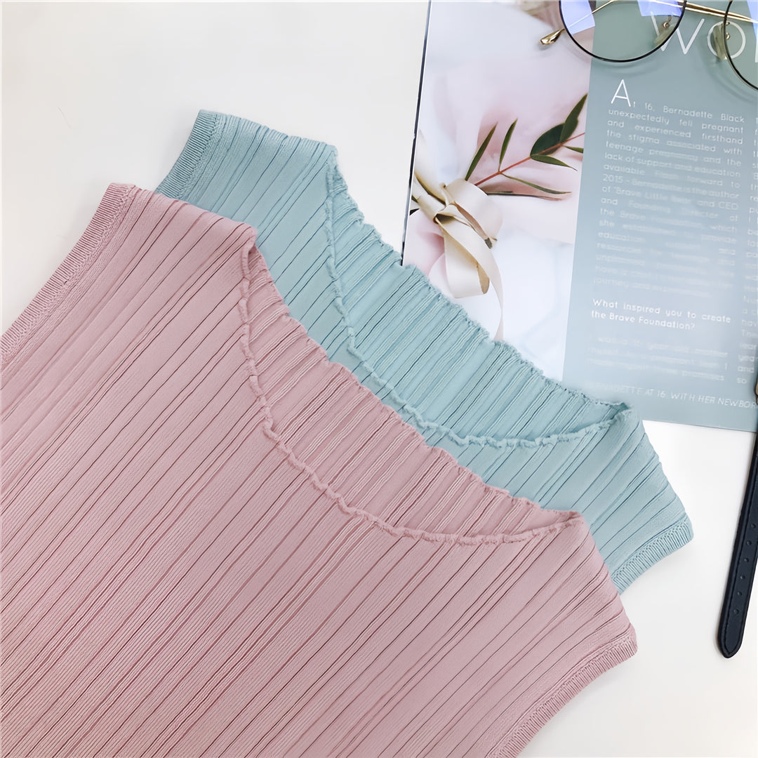 Pink Sleeveless Vertical Striped Dress