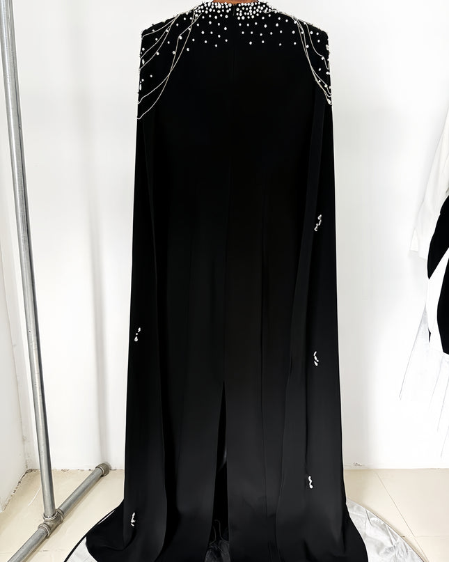 Black Elegant Temperament Sparkling Diamond Embellished Long Dress