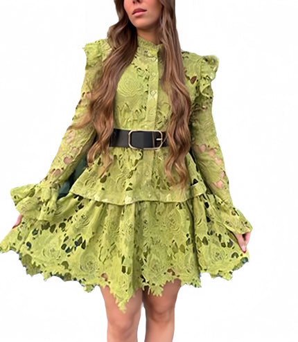 Robes ajourées en dentelle verte pour femmes
