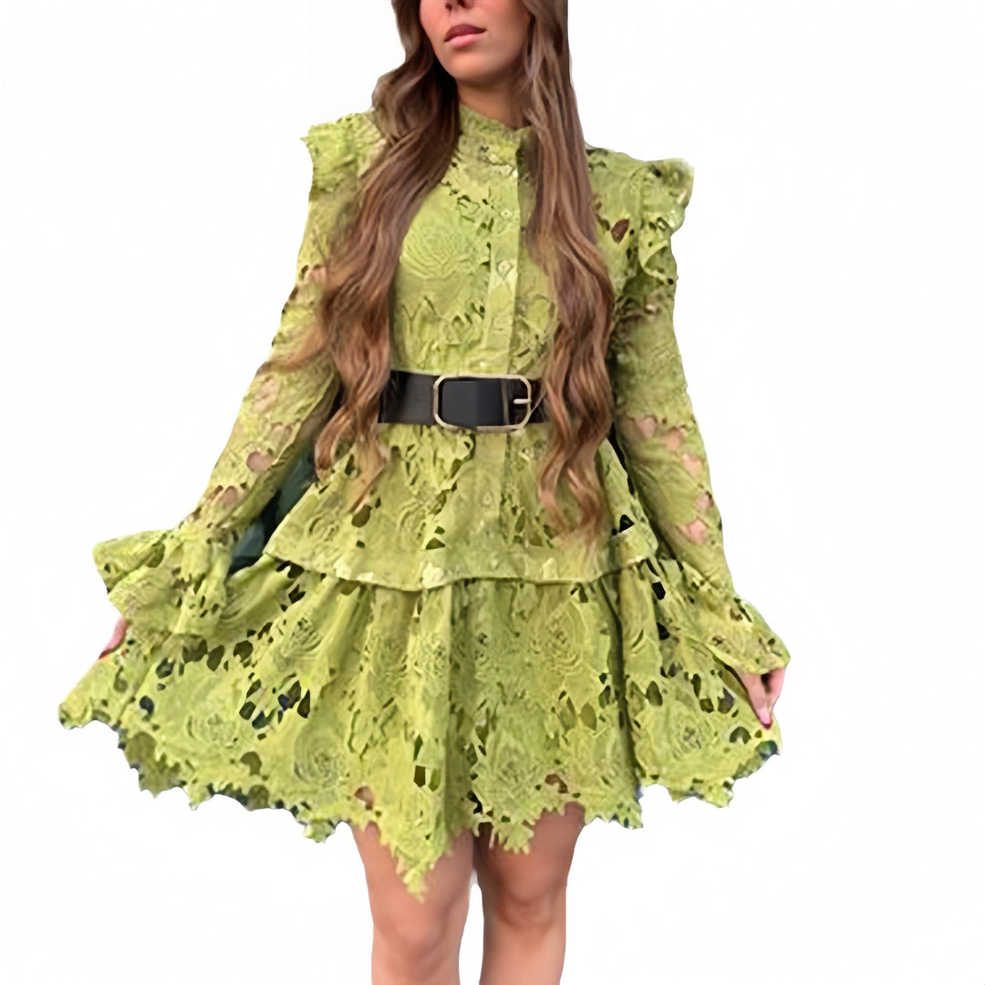Green Lace Hollow Out Women's Dresses