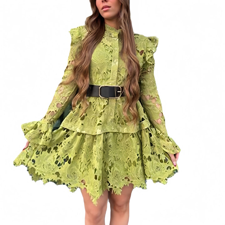 Green Lace Hollow Out Women's Dresses