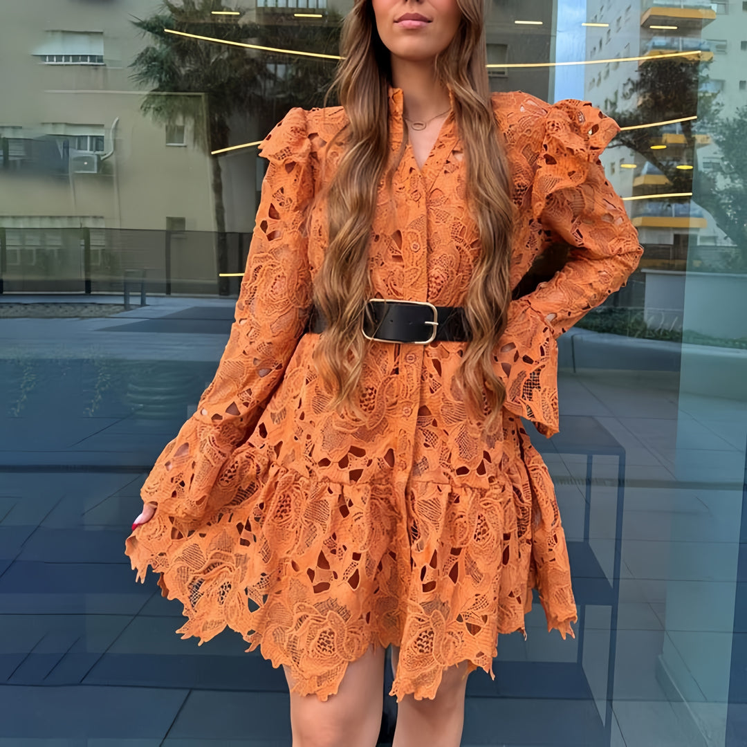 Green Lace Hollow Out Women's Dresses