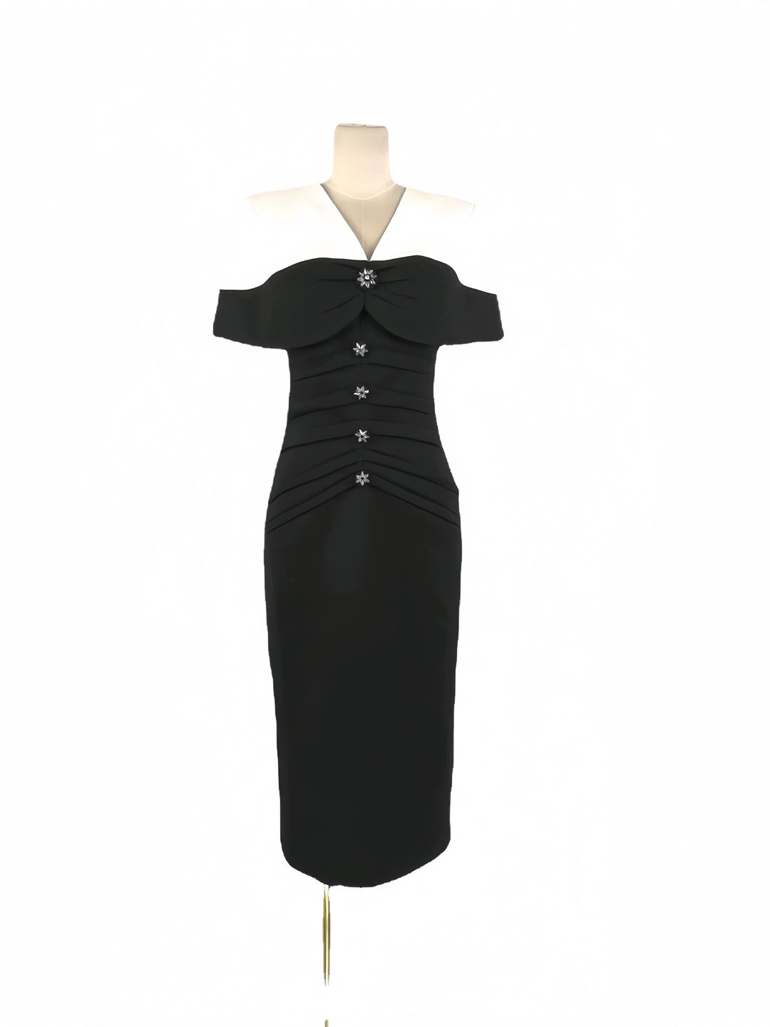 Black and White Classic Asymmetric Neckline Dress