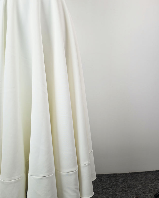 Off Shoulder Crepe High-Low Dress - White