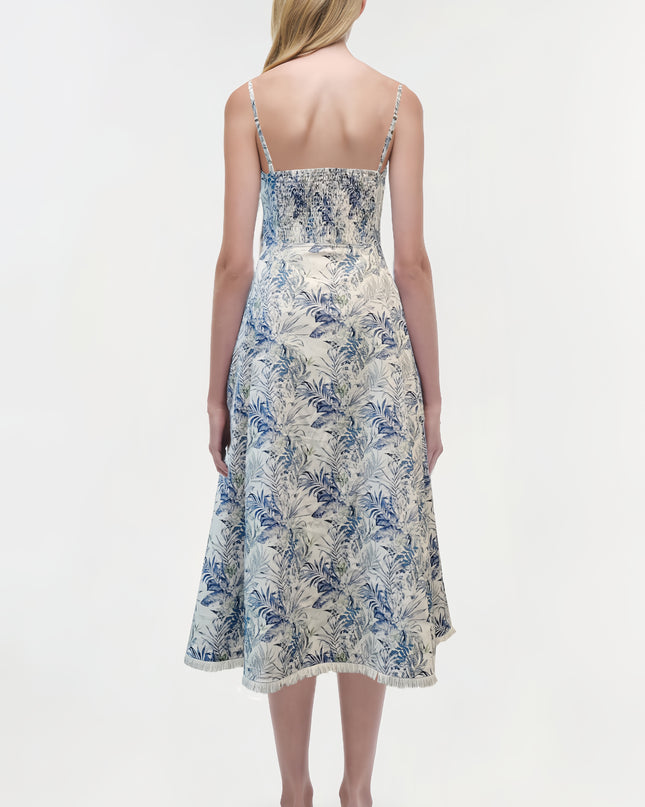 Floral Off Shoulder Midi Dress - Navy