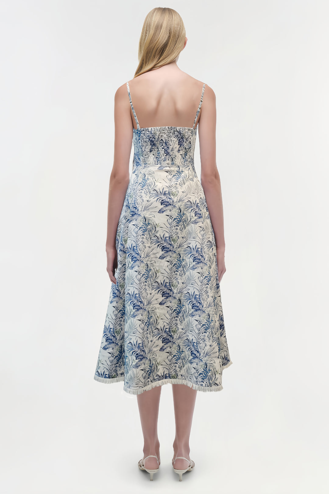 Floral Off Shoulder Midi Dress - Navy