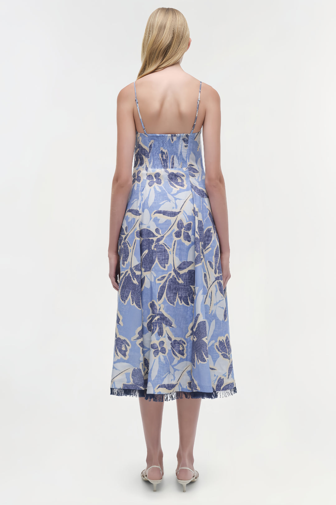 Floral Off Shoulder Midi Dress - Navy