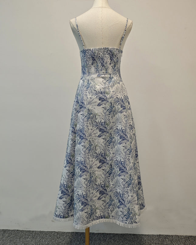 Floral Off Shoulder Midi Dress - Navy